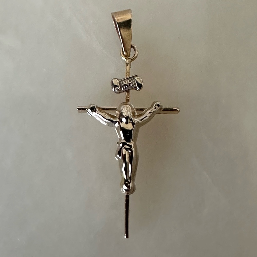 14k Solid Gold Jacmel Crucifix - Picture 3 of 12